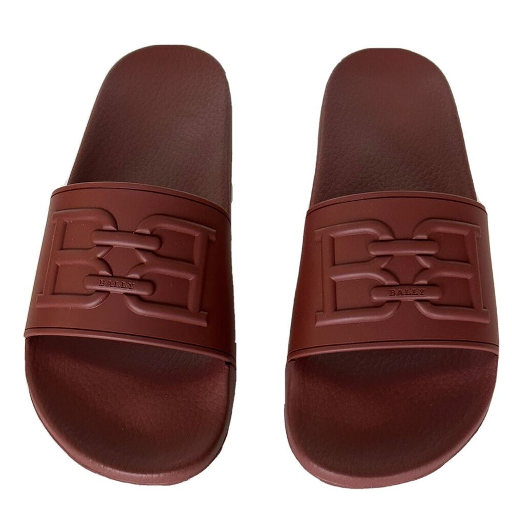 Bally Scotty Men's Slide Rubber Heritage Red Logo Sandals 13 US 6300612 IT NIB
